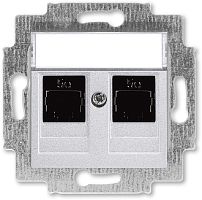 Розетка компьютерная без рамки ABB EPJ Levit 2-м. RJ45+RJ45 5e серебро картинка